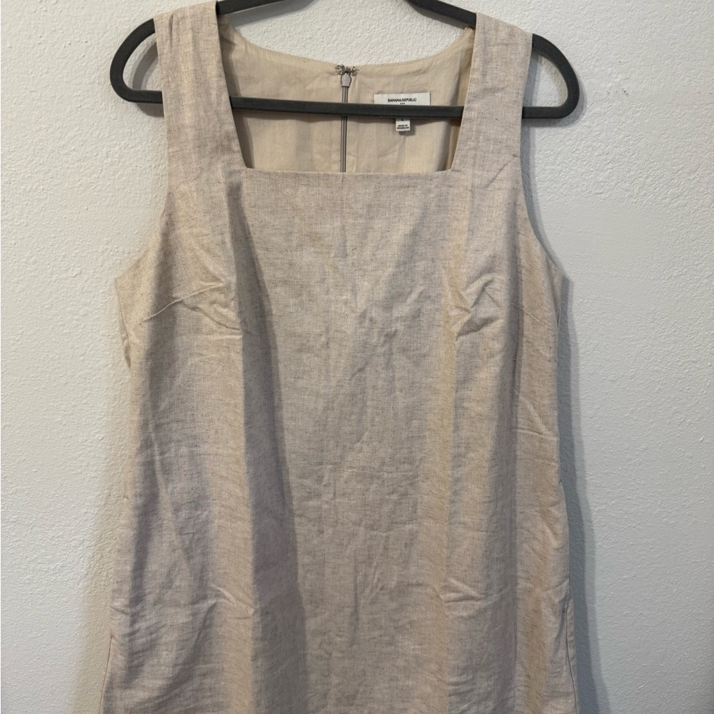 Banana Republic LINEN-BLEND SQUARE-NECK MINI SHIFT Dress New no tags